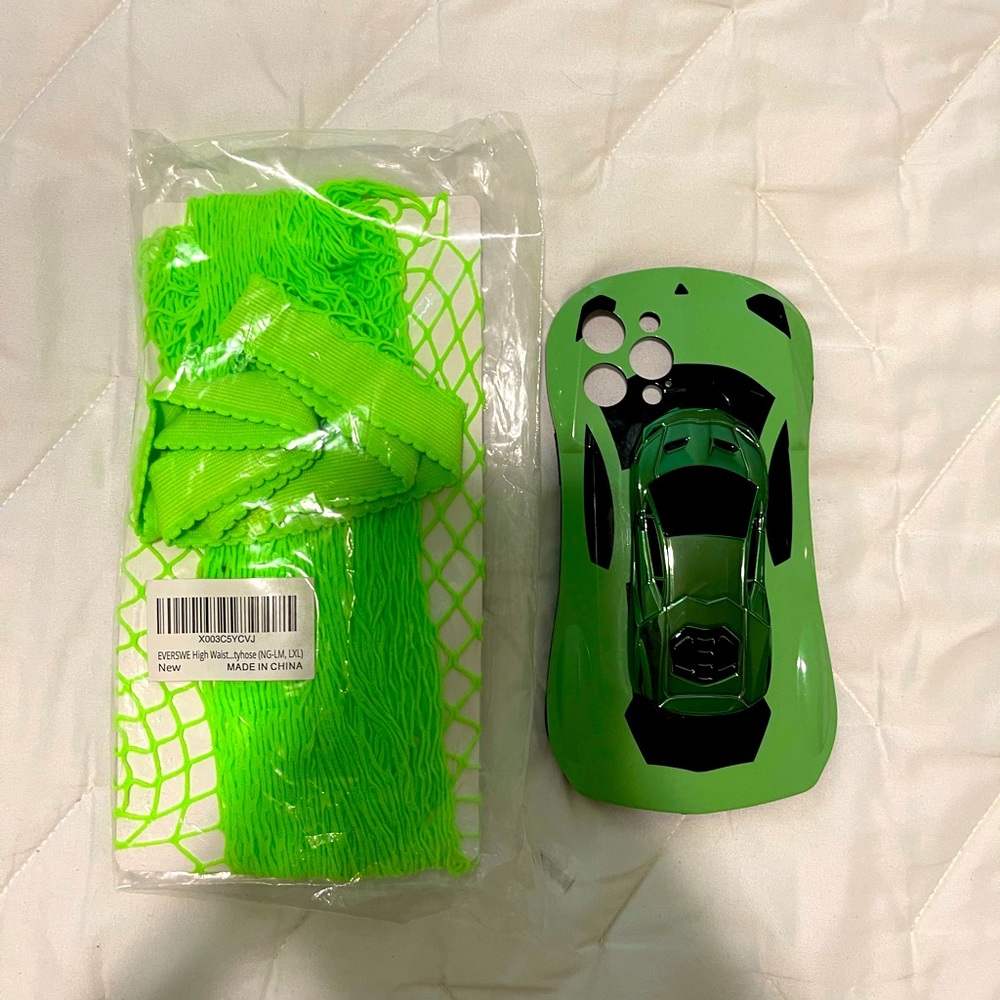BRAND NEW RAVE FISHSNETS WITH MATCHING PHONE CASE (IPhone 12 pro max)